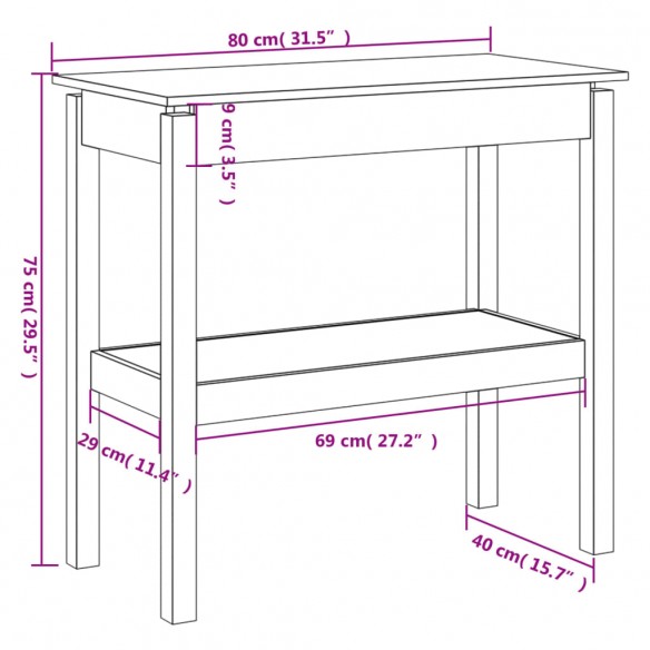 Table console Blanc 80x40x75 cm Bois de pin solide