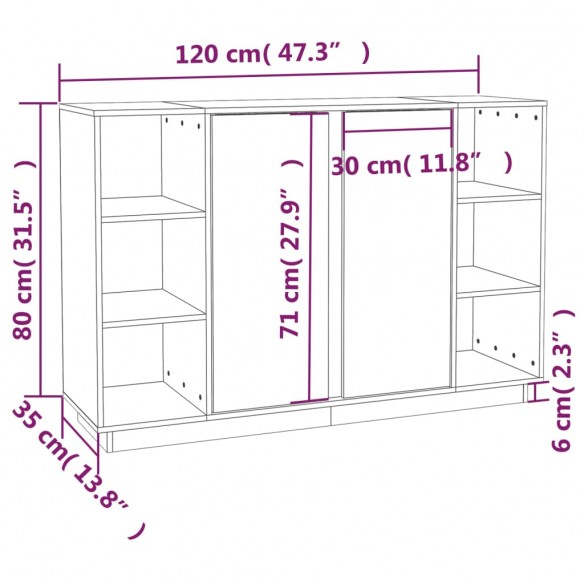 Buffet 120x35x80 cm Bois massif de pin