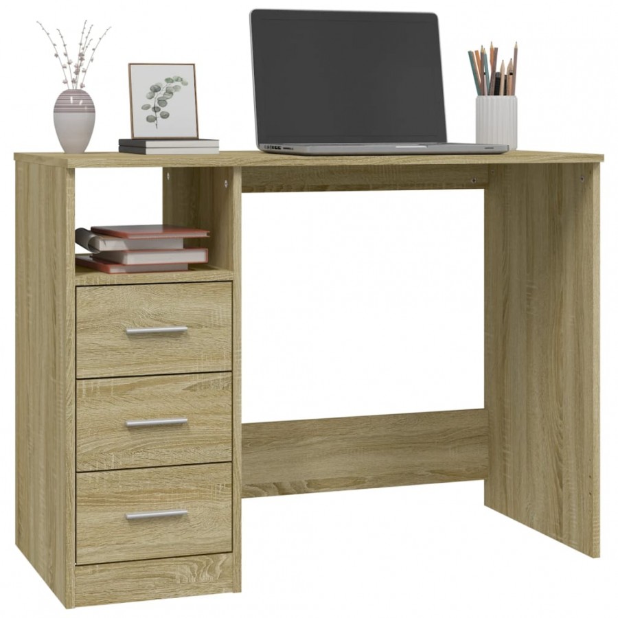 Bureau avec tiroirs Chêne sonoma 102x50x76 cm  Bureau avec tiroirs Chêne sonoma 102x50x76 cm