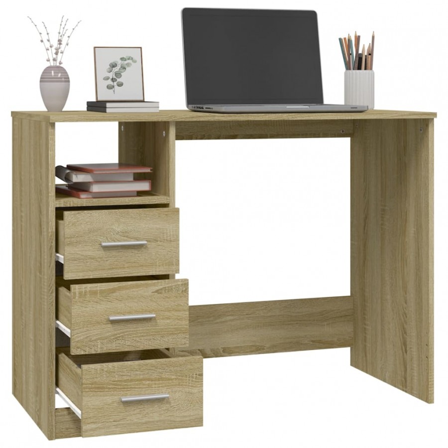Bureau avec tiroirs Chêne sonoma 102x50x76 cm  Bureau avec tiroirs Chêne sonoma 102x50x76 cm