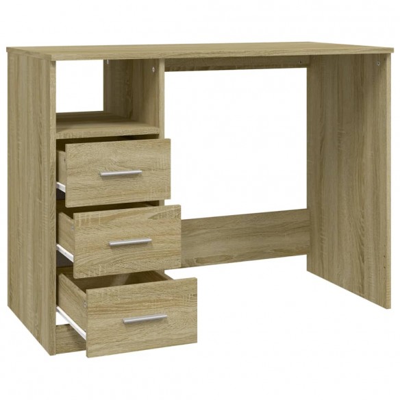 Bureau avec tiroirs Chêne sonoma 102x50x76 cm Bois d'ingénierie