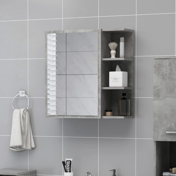 Armoire à miroir de bain Gris béton 62,5x20,5x64cm Aggloméré