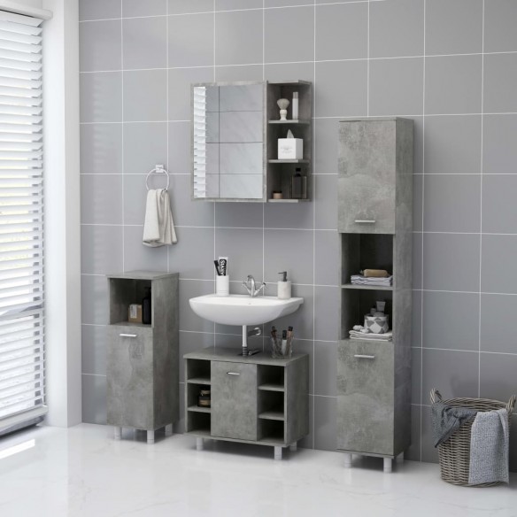 Armoire à miroir de bain Gris béton 62,5x20,5x64cm Aggloméré