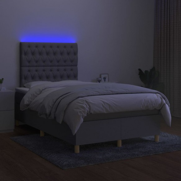 Sommier à lattes de lit matelas et LED Gris clair 120x200 cm