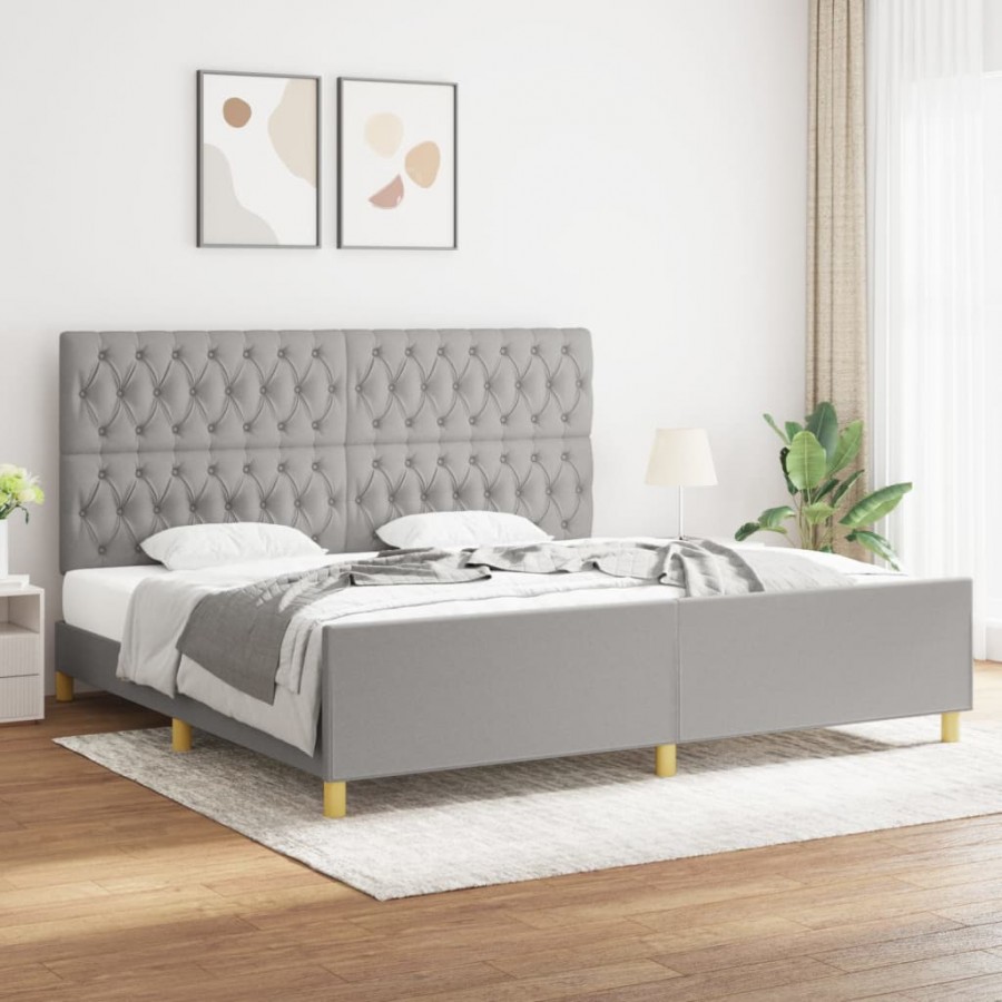 Cadre de lit avec tête de lit Gris clair 200x200 cm Tissu
