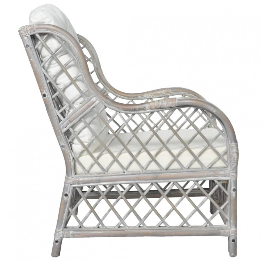 Canapé avec coussin Gris Rotin naturel et lin Canapé avec coussin Gris Rotin naturel et lin