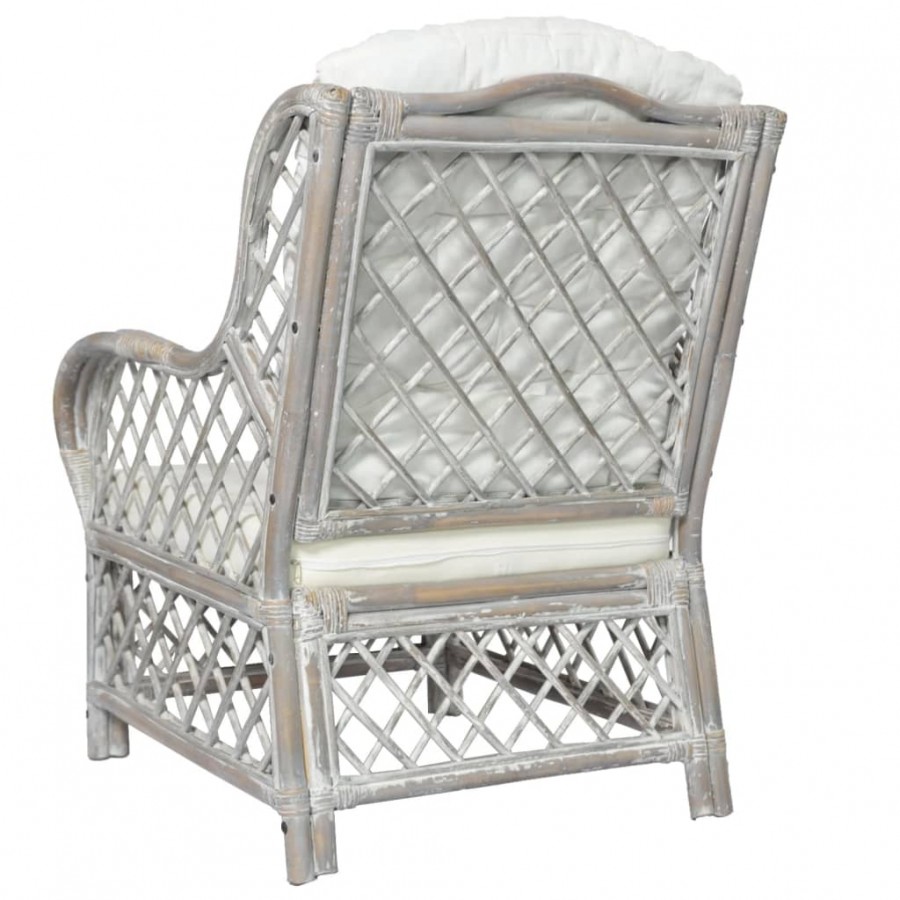 Canapé avec coussin Gris Rotin naturel et lin Canapé avec coussin Gris Rotin naturel et lin