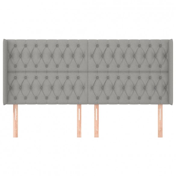 Tête de lit avec oreilles Gris clair 203x16x118/128 cm Tissu