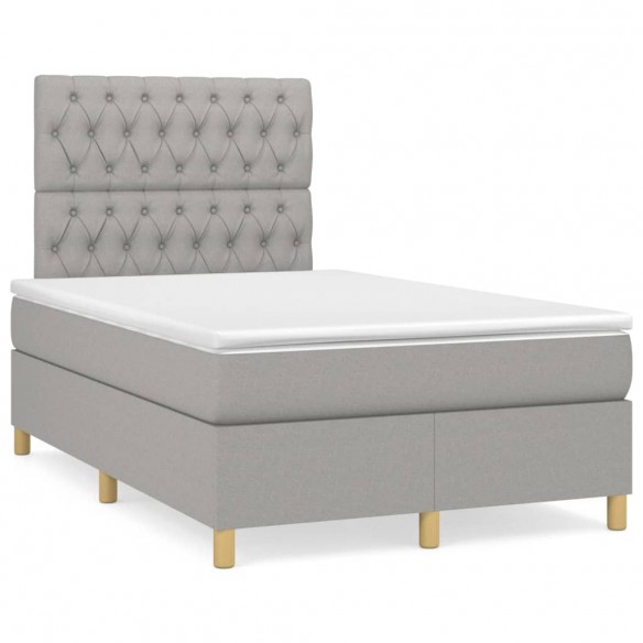 Cadre de lit avec matelas Gris clair 120x200cm Tissu