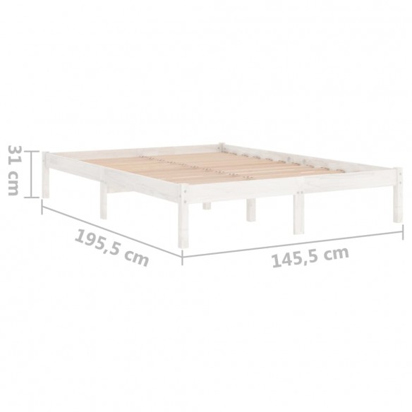 Cadre de lit Blanc Bois de pin massif 140x190 cm