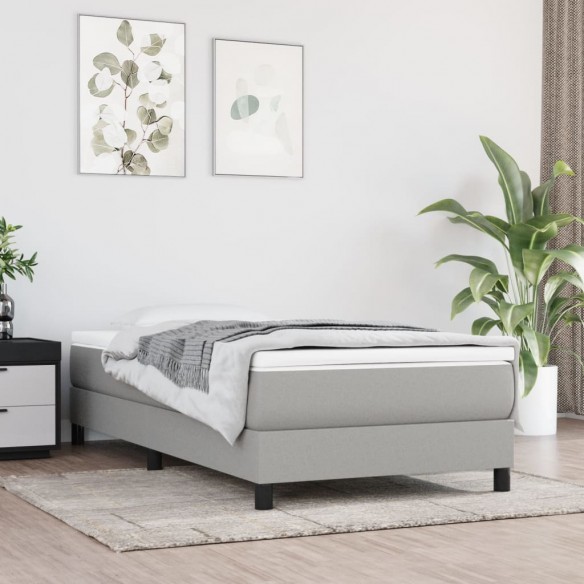 Sommier à lattes de lit avec matelas Gris clair 100x200cm Tissu