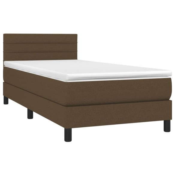 Sommier à lattes de lit matelas et LED Marron foncé 100x200 cm