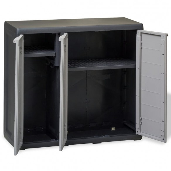 Armoire de rangement de jardin avec 2 étagères Noir et gris