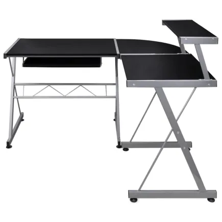 Bureau d'ordinateur d'angle Noir 132x112x99cm  2