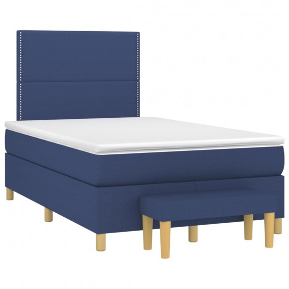 Cadre de lit avec matelas Bleu 120x200 cm Tissu