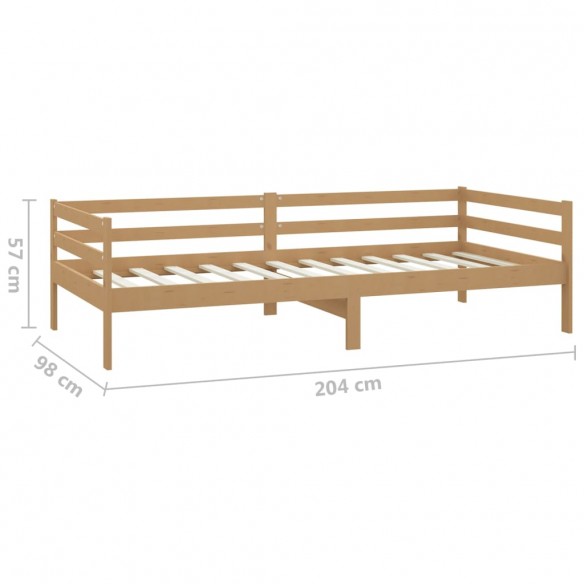 Lit Marron miel Bois de pin massif 90x200 cm