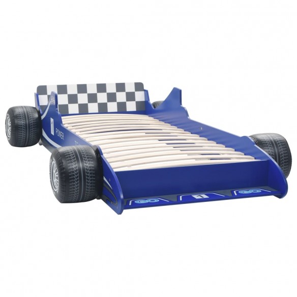 Lit voiture de course pour enfants 90 x 200 cm Bleu