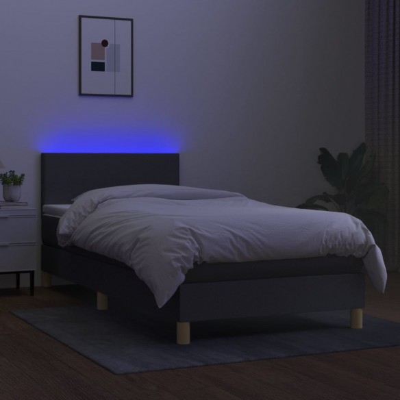 Cadre de lit avec matelas et LED Gris foncé 80x200cm