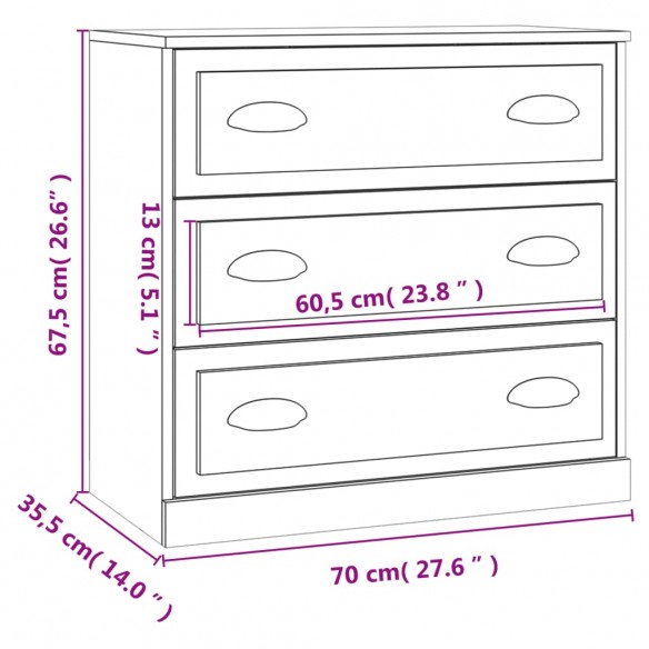 Buffet gris béton 70x35,5x67,5 cm bois d'ingénierie