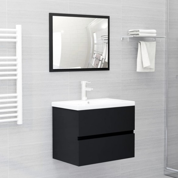 Ensemble de meubles de salle de bain 2 pcs Noir Aggloméré