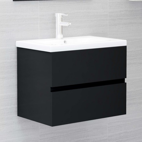 Ensemble de meubles de salle de bain 2 pcs Noir Aggloméré