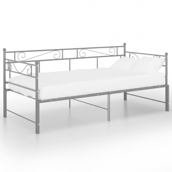 Cadre de canapé-lit extensible gris métal 90x200 cm