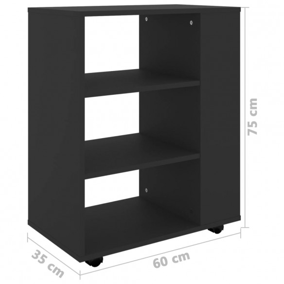 Armoire à roulettes Noir 60x35x75 cm Aggloméré