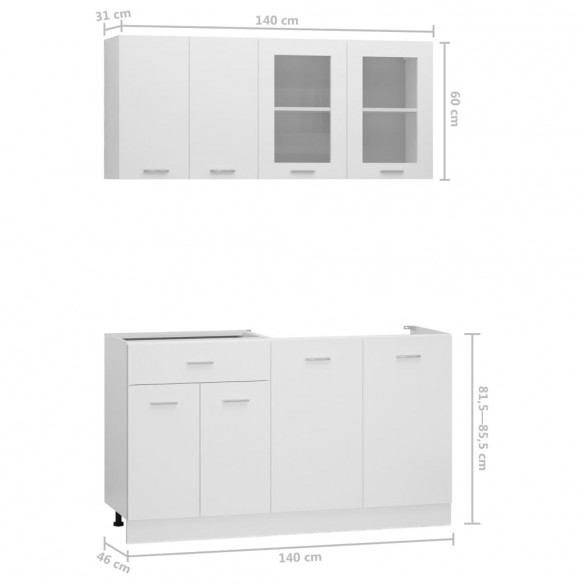 Ensemble de meubles de cuisine 4 pcs Blanc Aggloméré