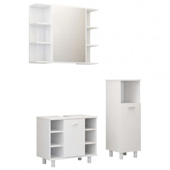 Ensemble de meubles de salle de bain 3 pcs Blanc Aggloméré