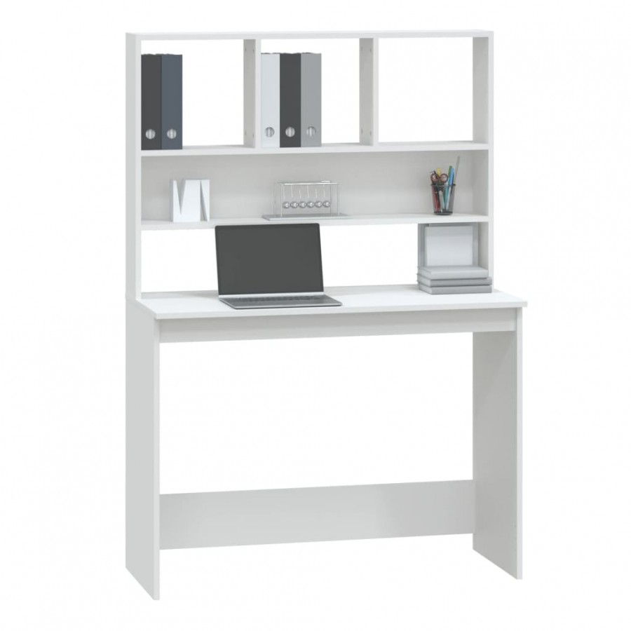 Bureau avec étagères Blanc 102x45x148 cm 