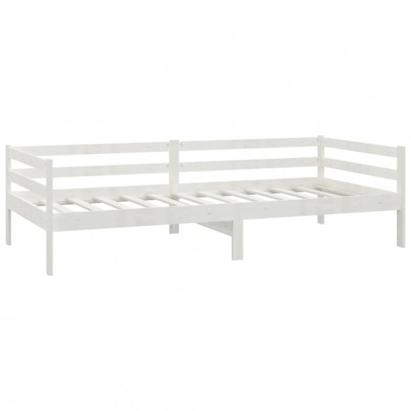 Lit de repos avec matelas 90x200 cm Blanc Bois de pin massif