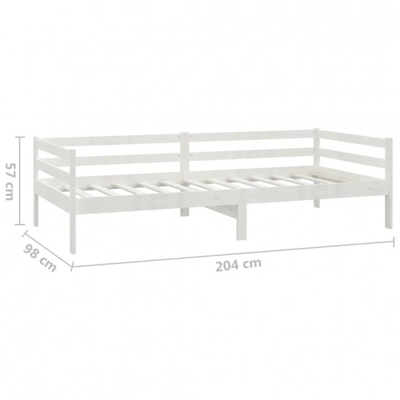 Lit de repos avec matelas 90x200 cm Blanc Bois de pin massif