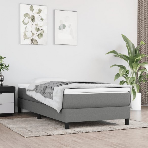 Cadre de lit avec matelas Gris foncé 80x200 cm Tissu