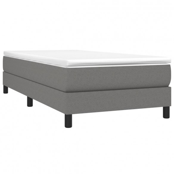 Cadre de lit avec matelas Gris foncé 80x200 cm Tissu