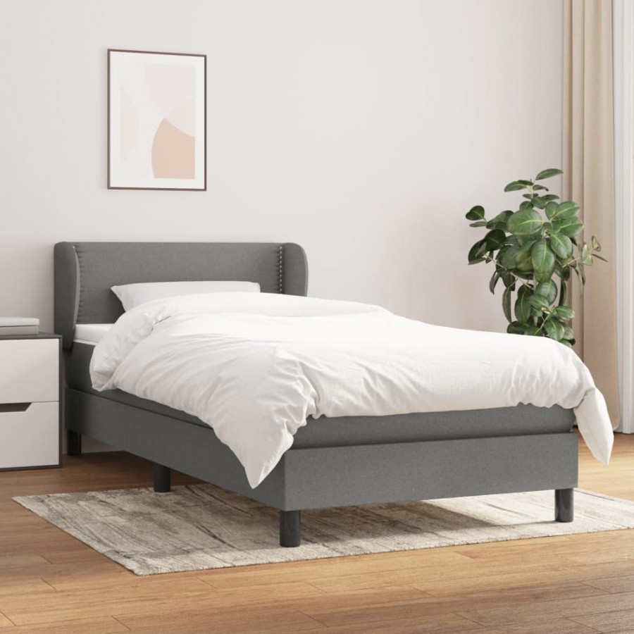 Sommier à lattes de lit avec matelas Gris foncé 80x200 cm Tissu