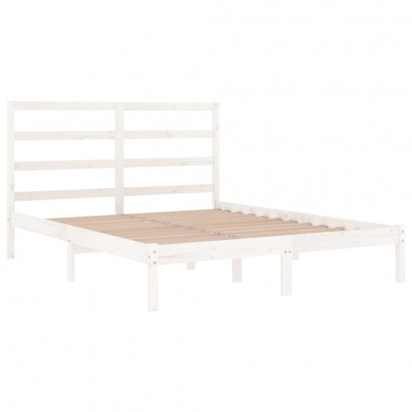 Cadre de lit Blanc Bois de pin massif 140x190 cm