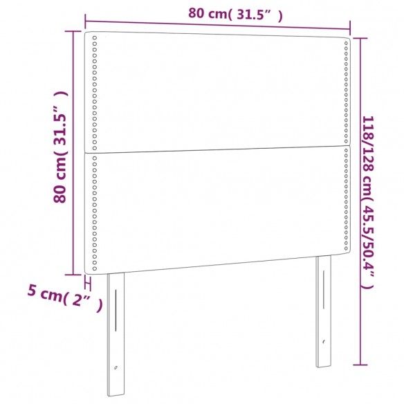 Tête de lit à LED Gris foncé 80x5x118/128 cm Tissu