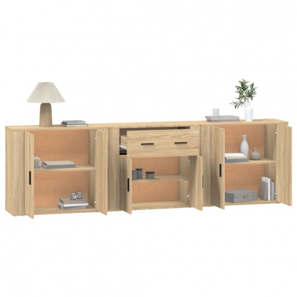 Buffets 3 pcs Chêne sonoma Bois d'ingénierie