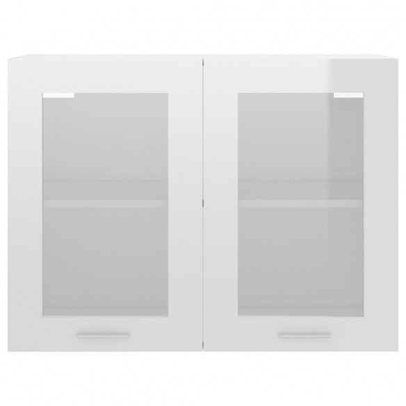 Armoire en verre suspendue Blanc brillant 80x31x60 cm Aggloméré