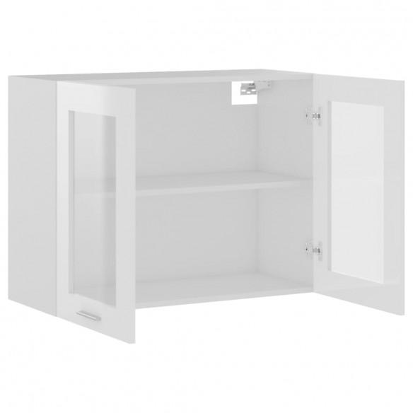 Armoire en verre suspendue Blanc brillant 80x31x60 cm Aggloméré