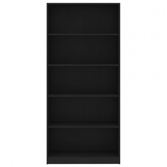 Bibliothèque à 5 niveaux Noir 80x24x175 cm Aggloméré