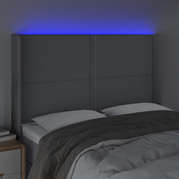 Tête de lit à LED Gris clair 147x16x118/128 cm Tissu