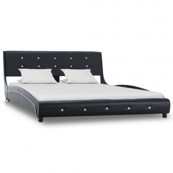 Lit avec matelas Noir Similicuir 140 x 200 cm