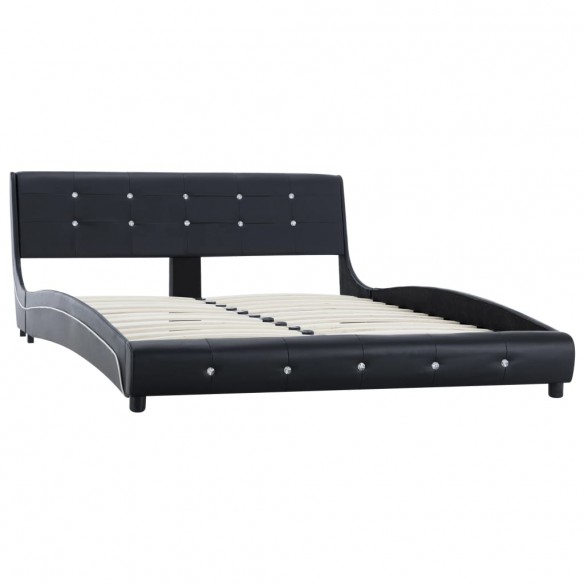 Lit avec matelas Noir Similicuir 140 x 200 cm