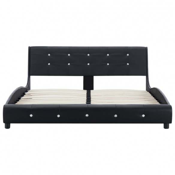 Lit avec matelas Noir Similicuir 140 x 200 cm