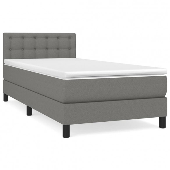 Sommier à lattes de lit avec matelas Gris foncé 90x200 cm Tissu