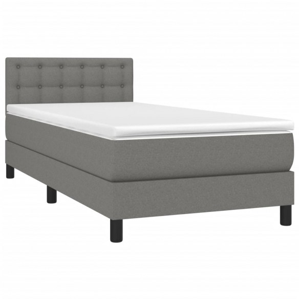 Sommier à lattes de lit avec matelas Gris foncé 90x200 cm Tissu