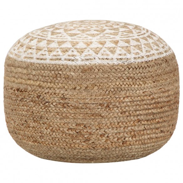 Pouf fait à la main Blanc 45x30 cm Jute