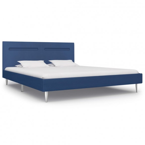 Cadre de lit avec LED Bleu Tissu 160 x 200 cm