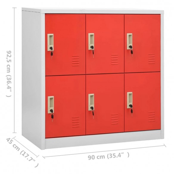Armoire à casiers Gris clair et rouge 90x45x92,5 cm Acier